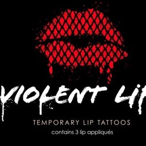 Violent Lips 💋 Red Fishnet Temporary Lip Tattoos - 2 Pack